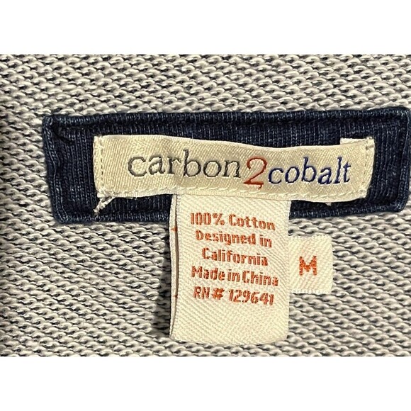 CARBON 2 COBOLT Effortlessly Cool Leather Logo Full Zip Blue Hoodie Men's M - Picture 2 of 10